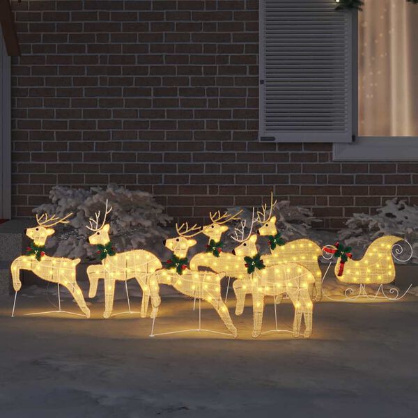vidaXL LED Ρούντερ 7 pcs Χρυσό ύφασμα