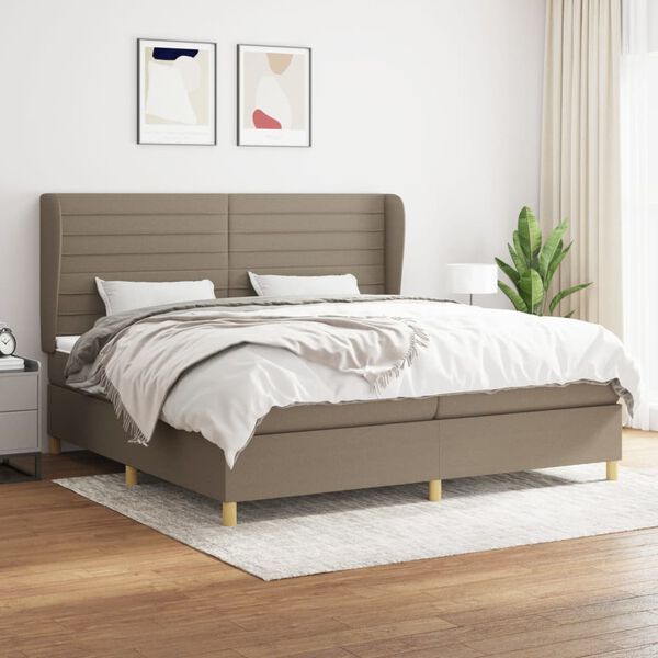 vidaXL &Kappa;&rho;&epsilon;&beta;ά&tau;&iota; Boxspring &mu;&epsilon; &Sigma;&tau;&rho;ώ&mu;&alpha; Taupe 200x200 &epsilon;&kappa;. &Upsilon;&phi;&alpha;&sigma;&mu;ά&tau;&iota;&nu;&omicron;