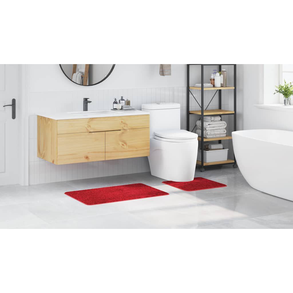 vidaXL Πατάκι μπάνιου 2 pcs Κόκκινο 50 x 50 cm Πολυπροπυλένιο
