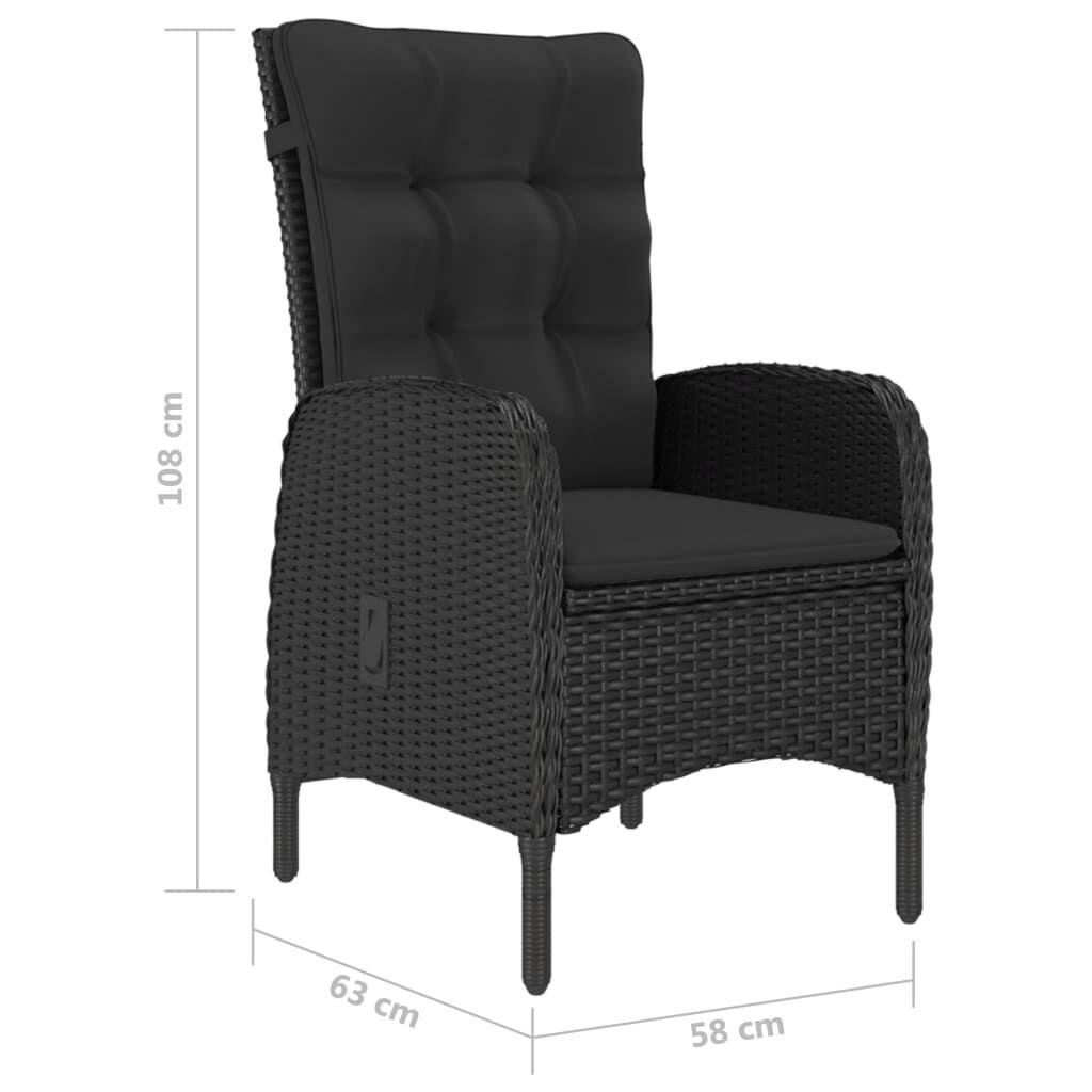 vidaXL Σετ Επίπλων Bistro Κήπου 3 τεμ. Μαύρο από Συνθετικό Ρατάν