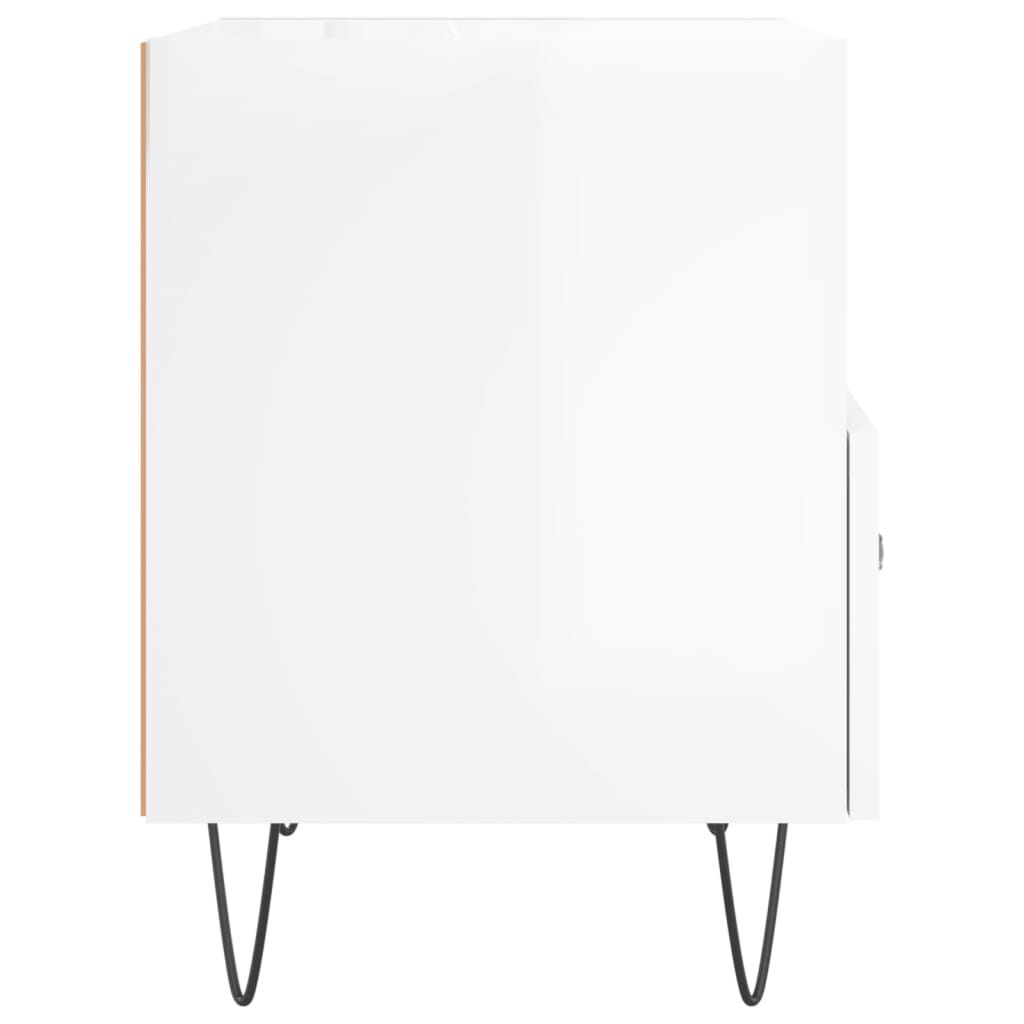 vidaXL Κομοδίνο Γυαλιστερό Λευκό 40 x 35 x 47,5 εκ. Επεξεργασμένο Ξύλο