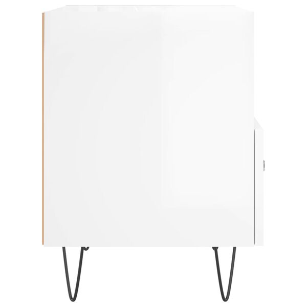 vidaXL Κομοδίνο Γυαλιστερό Λευκό 40 x 35 x 47,5 εκ. Επεξεργασμένο Ξύλο