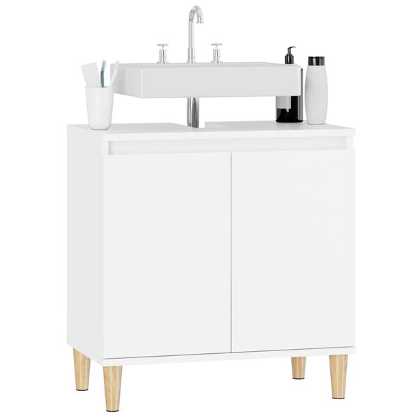 vidaXL Ντουλάπι Νιπτήρα Λευκό 58 x 33 x 60 εκ. από Επεξεργασμένο Ξύλο