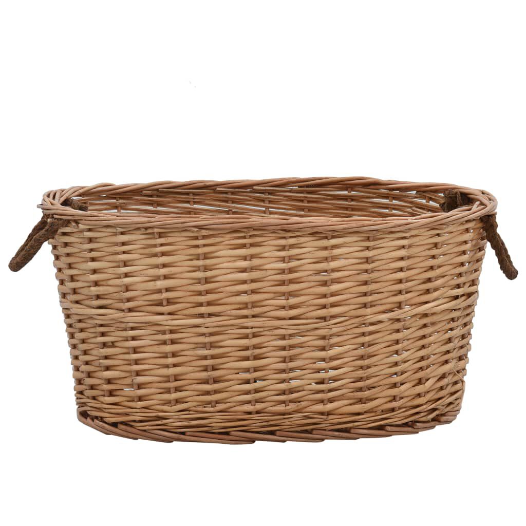 vidaXL Καλάθι Καυσόξυλων με Λαβές Μεταφοράς 56x40x28 εκ. Φυσική Ιτιά
