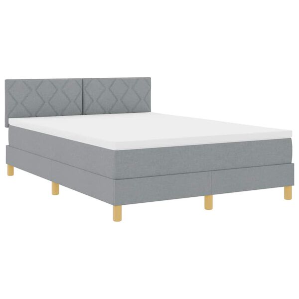 vidaXL Κρεβάτι box spring με στρώμα Ανοιχτό γκρι 140 x 200 cm ύφασμα