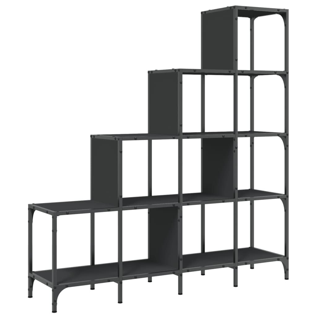 vidaXL Βιβλιοθήκη Μαύρη 122x30x132 εκ. Επεξεργασμένο Ξύλο & Μέταλλο