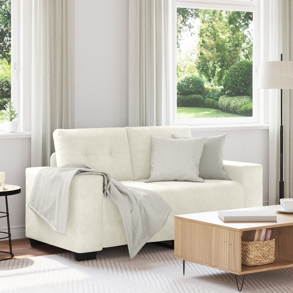 vidaXL Καναπές Loveseat Κρεμ 120 εκ Βελούδο