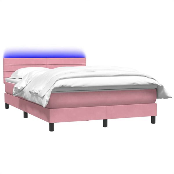 vidaXL &Kappa;&rho;&epsilon;&beta;ά&tau;&iota; Boxspring &mu;&epsilon; &Sigma;&tau;&rho;ώ&mu;&alpha; & LED &Rho;&omicron;&zeta; 140x210 &epsilon;&kappa;. &Beta;&epsilon;&lambda;&omicron;ύ&delta;&iota;&nu;&omicron;