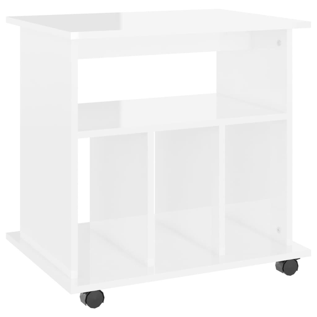 vidaXL Ντουλάπι Τροχήλατο Γυαλιστ. Λευκό 60x45x60 εκ. από Επεξ. Ξύλο