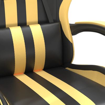 vidaXL Καρέκλα Gaming Περιστρ. Υποπόδιο Μαύρος χρυσός Συνθετικό Δέρμα
