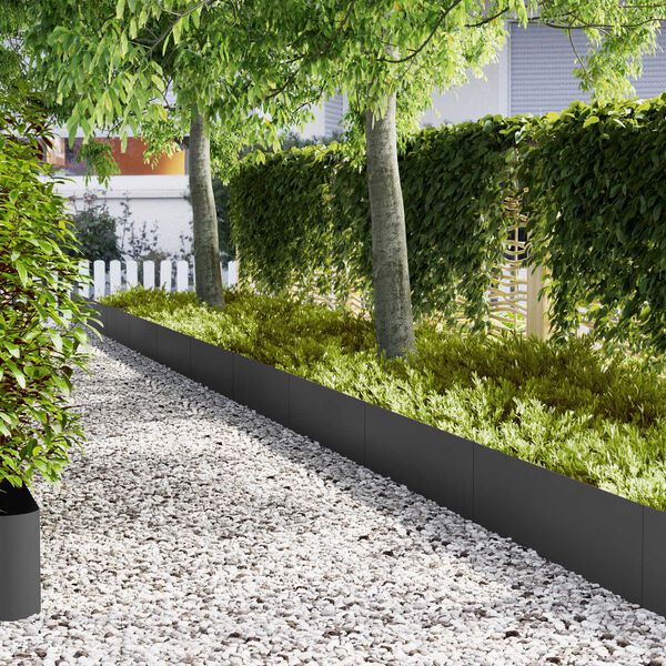 vidaXL Borduras para césped 10 pcs Μαύρο 100 x 0.5 x 30 εκ Ατσάλι
