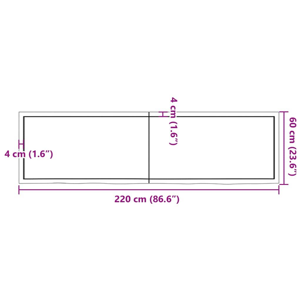 vidaXL Ράφι Τοίχου Ανοιχτό Καφέ 220x60x(2-4)εκ. Επεξ. Μασίφ Ξύλο Δρυός