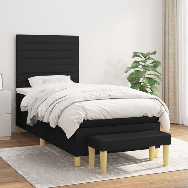 vidaXL &Kappa;&rho;&epsilon;&beta;ά&tau;&iota; Boxspring &mu;&epsilon; &Sigma;&tau;&rho;ώ&mu;&alpha; &Mu;&alpha;ύ&rho;&omicron; 80 x 200 &epsilon;&kappa;. &Upsilon;&phi;&alpha;&sigma;&mu;ά&tau;&iota;&nu;&omicron;