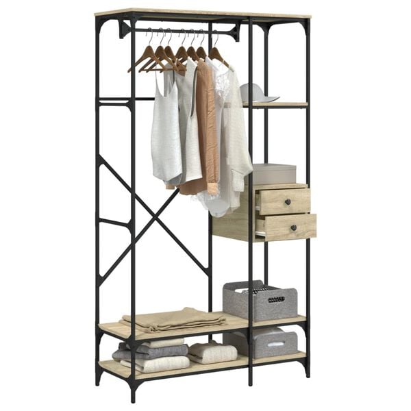 vidaXL Ντουλάπα με Συρτάρια Sonoma Δρυς 100x40x180 εκ. Επεξεργ. Ξύλο
