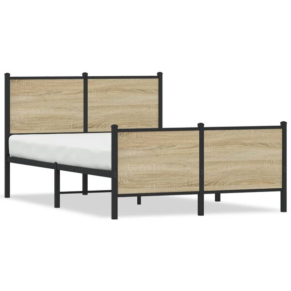 vidaXL Σκελετός Κρεβ. Χωρίς Στρώμα Sonoma Δρυς 120x200 εκ. Μεταλλικό
