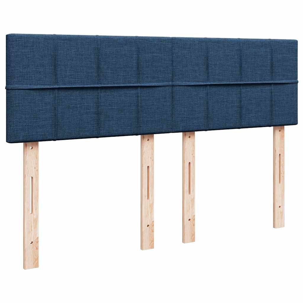 vidaXL Κρεβάτι Boxspring με Στρώμα Μπλε 140x190 εκ. Υφασμάτινο