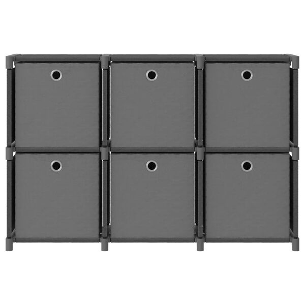 vidaXL Ραφιέρα με 6 Κύβους & Κουτιά Γκρι 103x30x72,5 εκ. Υφασμάτινη
