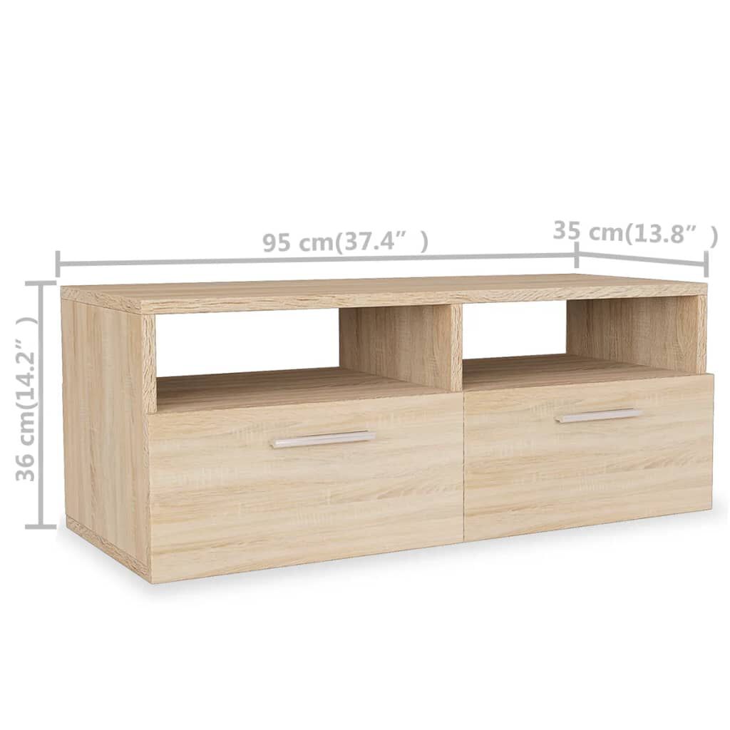 vidaXL Έπιπλα Τηλεόρασης 2 τεμ. Χρ. Δρυός 95x35x36 εκ. από Επεξ. Ξύλο