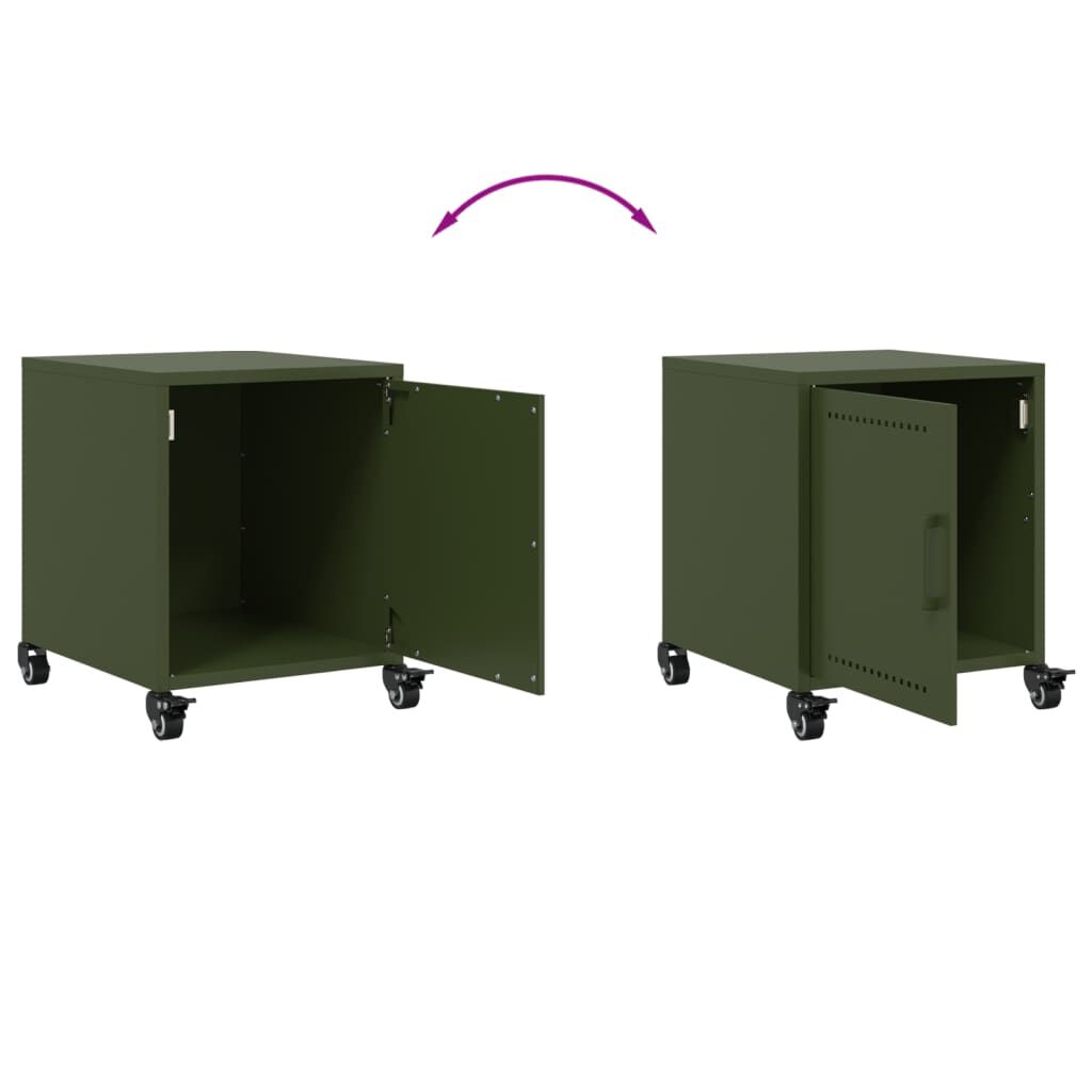 vidaXL Κομοδίνα 2 τεμ. Πράσινο Λαδί 36x39x43,5 εκ. από Χάλυβα