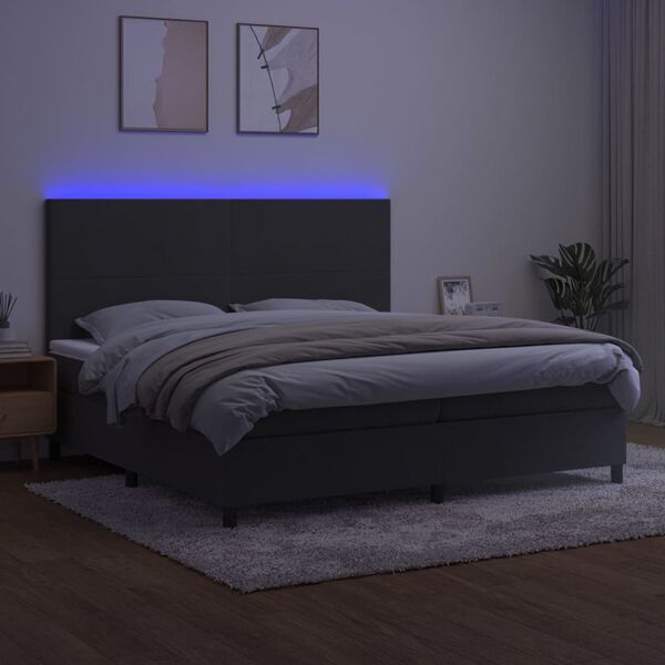 vidaXL &Kappa;&rho;&epsilon;&beta;ά&tau;&iota; Boxspring &mu;&epsilon; &Sigma;&tau;&rho;ώ&mu;&alpha; & LED &Sigma;&kappa;. &Gamma;&kappa;&rho;&iota; 200x200&epsilon;&kappa;. &Beta;&epsilon;&lambda;&omicron;ύ&delta;&iota;&nu;&omicron;