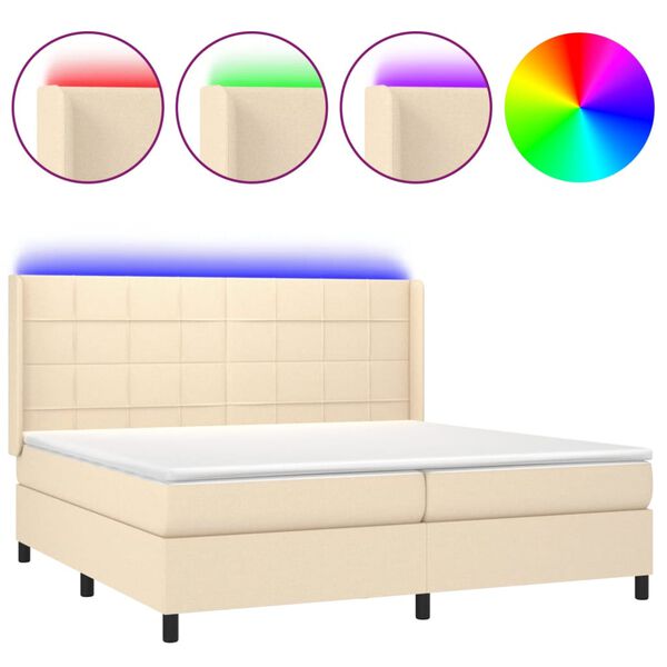 vidaXL &Kappa;&rho;&epsilon;&beta;ά&tau;&iota; Boxspring &mu;&epsilon; &Sigma;&tau;&rho;ώ&mu;&alpha; & LED &Kappa;&rho;&epsilon;&mu; 200x200 &epsilon;&kappa;. &Upsilon;&phi;&alpha;&sigma;&mu;ά&tau;&iota;&nu;&omicron;