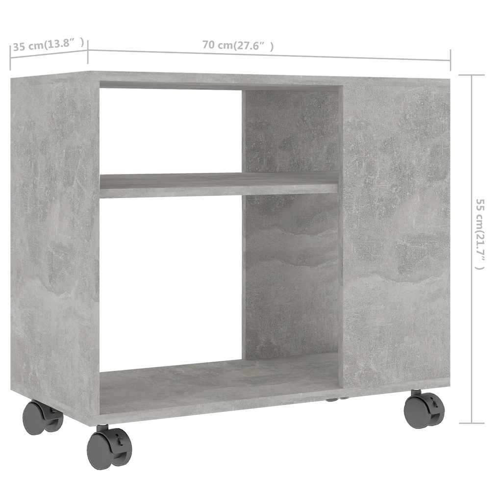 vidaXL Τραπέζι Βοηθητικό Γκρι Σκυροδ. 70x35x55 εκ. Επεξεργασμένο Ξύλο