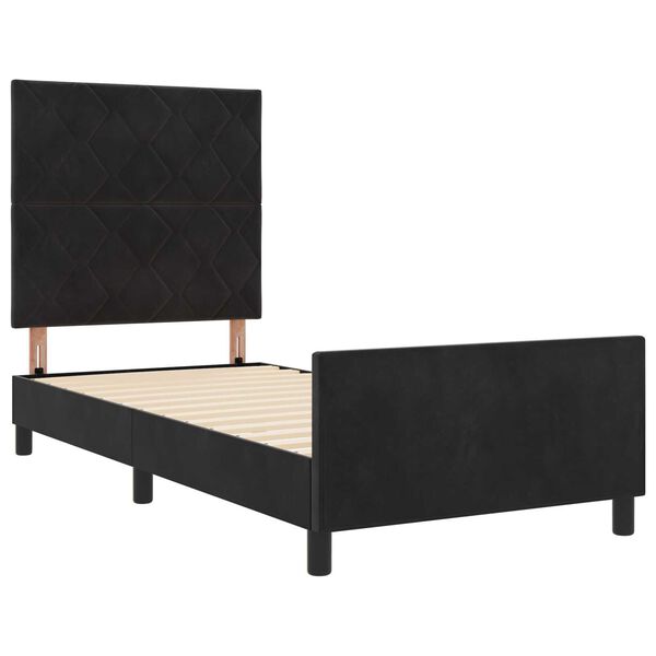 vidaXL Σκελετός Κρεβατιού με κεφαλάρι Μαύρο 100 x 200 cm Βελούδο
