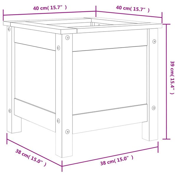 vidaXL Ζαρντινιέρα Γκρι 40 x 40 x 39 εκ. από Μασίφ Ξύλο Πεύκου
