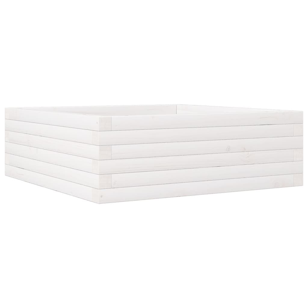 vidaXL Ζαρντινιέρα Κήπου Λευκή 70x70x23 εκ. από Μασίφ Ξύλο Πεύκου