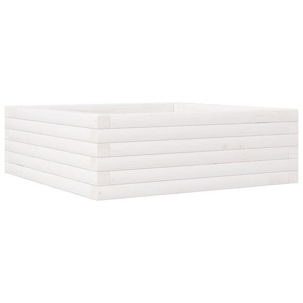 vidaXL Ζαρντινιέρα Κήπου Λευκή 70x70x23 εκ. από Μασίφ Ξύλο Πεύκου