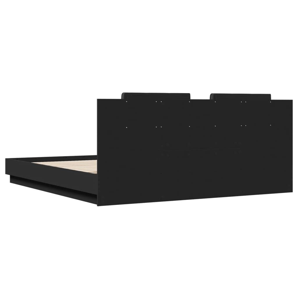 vidaXL Πλαίσιο Κρεβατιού με Κεφαλάρι Μαύρο 160x200 εκ. Επεξ. Ξύλο