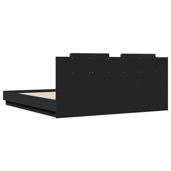 vidaXL Πλαίσιο Κρεβατιού με Κεφαλάρι Μαύρο 160x200 εκ. Επεξ. Ξύλο