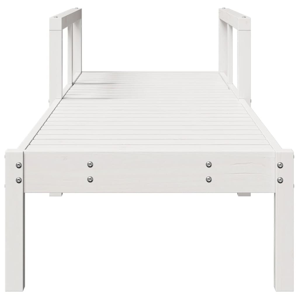 vidaXL Ξαπλώστρα Λευκή 199,5x62x55 εκ. από Μασίφ Ξύλο Πεύκου