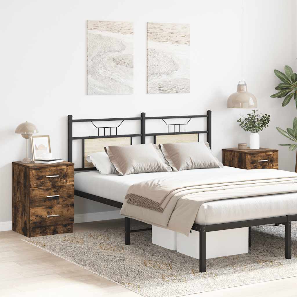 vidaXL Κομοδίνα 2 Τεμ. Καπνιστή Δρυς 38x35x56 εκ. από Επεξεργ. Ξύλο