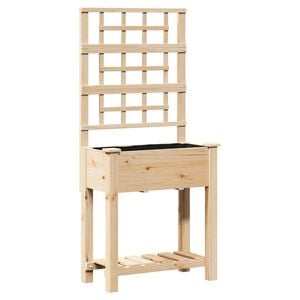 vidaXL Γλάστρα Κήπου με ράφι Μπεζ 71 x 38 x 152 εκ. Στερεό ξύλο έλατου