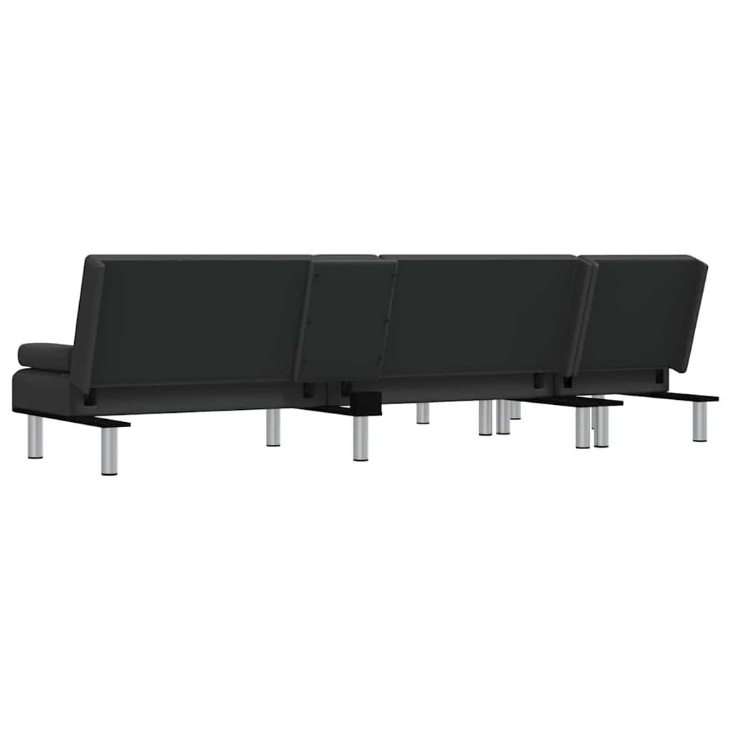 vidaXL Καναπές Κρεβάτι Γωνιακός Μαύρος 255 x 140 x 70 εκ. Συνθ. Δέρμα