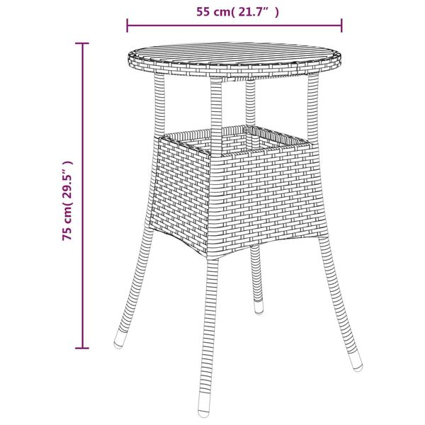 vidaXL Σετ Επίπλων Bistro Κήπου 3 τεμ Γκρι Συνθετ. Ρατάν με Μαξιλάρια