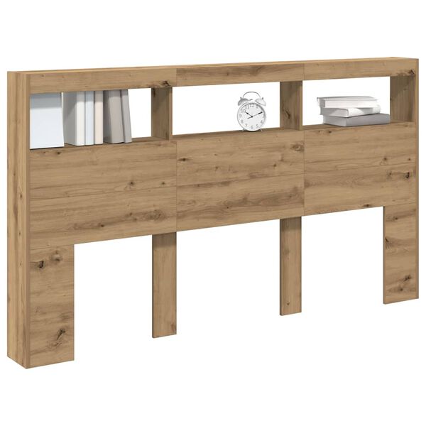 vidaXL Κεφαλάρι με Αποθηκευτικό Χώρο & LED Artisan Δρυς 180x17x102 εκ.