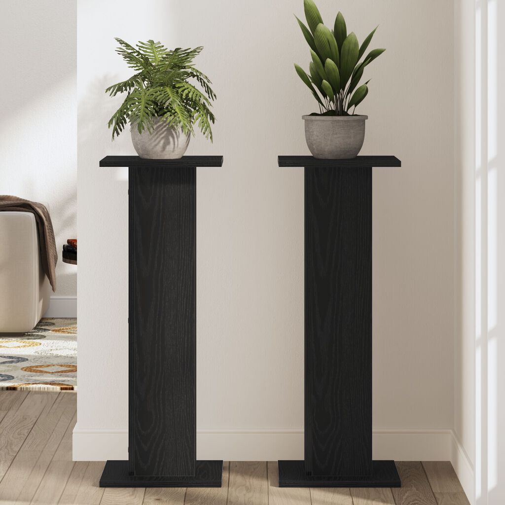 vidaXL Στήριγμα Φυτών 2 τεμ Μαύρη Δρυς 30x30x80 εκ Επεξεργασμένο Ξύλο