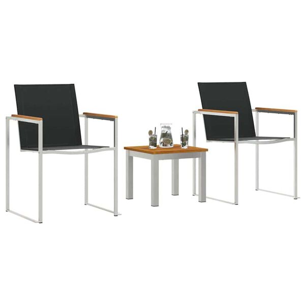 vidaXL Σετ Εξωτερικής Τραπέζης 3 pcs Καφέ και Μαύρο Μασίφ ξύλο teak