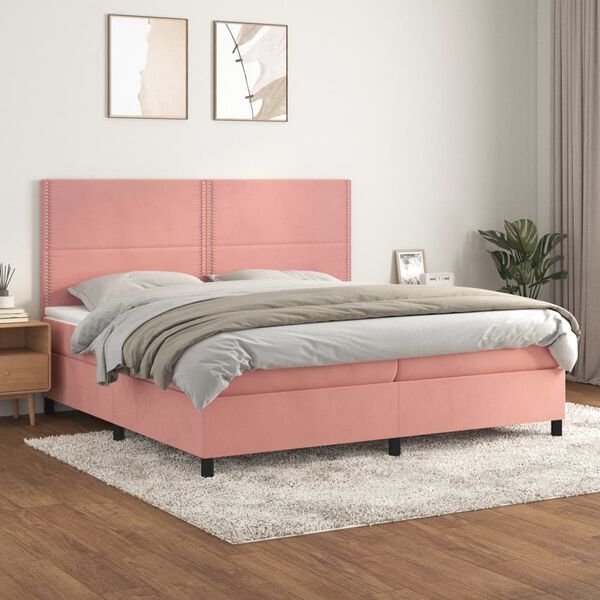 vidaXL &Kappa;&rho;&epsilon;&beta;ά&tau;&iota; Boxspring &mu;&epsilon; &Sigma;&tau;&rho;ώ&mu;&alpha; &Rho;&omicron;&zeta; 200x200 &epsilon;&kappa;. &Beta;&epsilon;&lambda;&omicron;ύ&delta;&iota;&nu;&omicron;