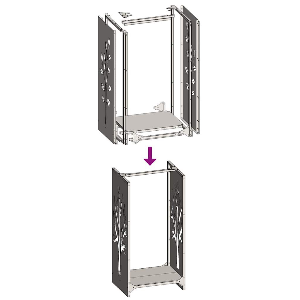 vidaXL Ράφι Καυσόξυλων Ανθρακί 40x30x80 εκ. Χάλυβας ψυχρής έλασης