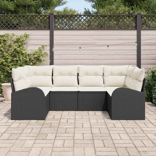 vidaXL Σετ Καναπέ Κήπου 6 pcs Μαύρο Πολυ ράταν