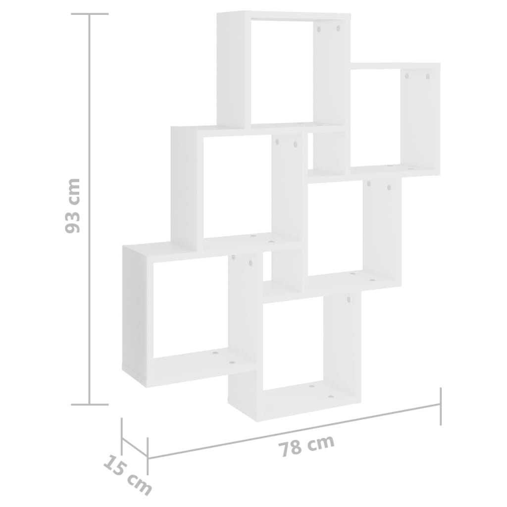 vidaXL Ραφιέρα Τοίχου με Κύβους Λευκή 78 x 15 x 93 εκ. από Επεξ. Ξύλο