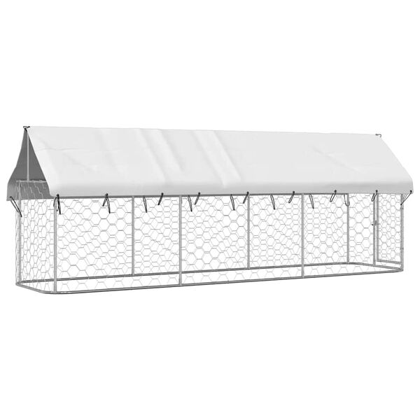 vidaXL Κλουβί Σκύλου Εξωτερικού Χώρου 400 x 100 x 150 εκ. με Στέγαστρο