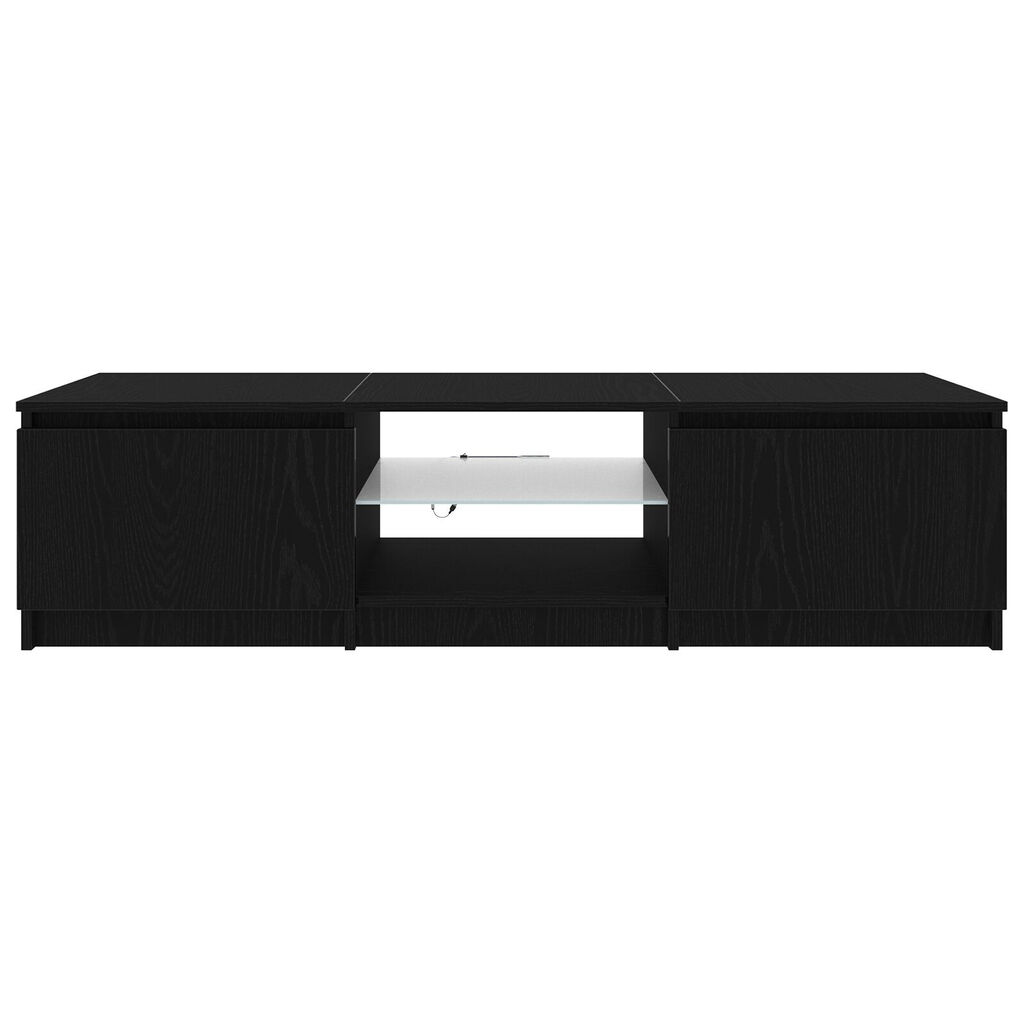 vidaXL Ντουλάπα Τηλεόρασης με Φώτα LED Μαύρο Δρύς 140x40x35,5 εκ. από επεξεργασμένο ξύλο