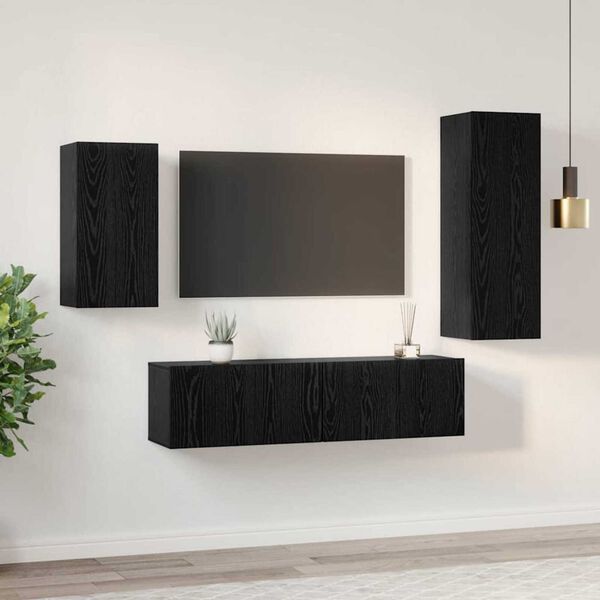 vidaXL Σετ επίπλου τηλεόρασης 4 pcs Μαύρη δρυς 30.5 x 30 x 90 cm