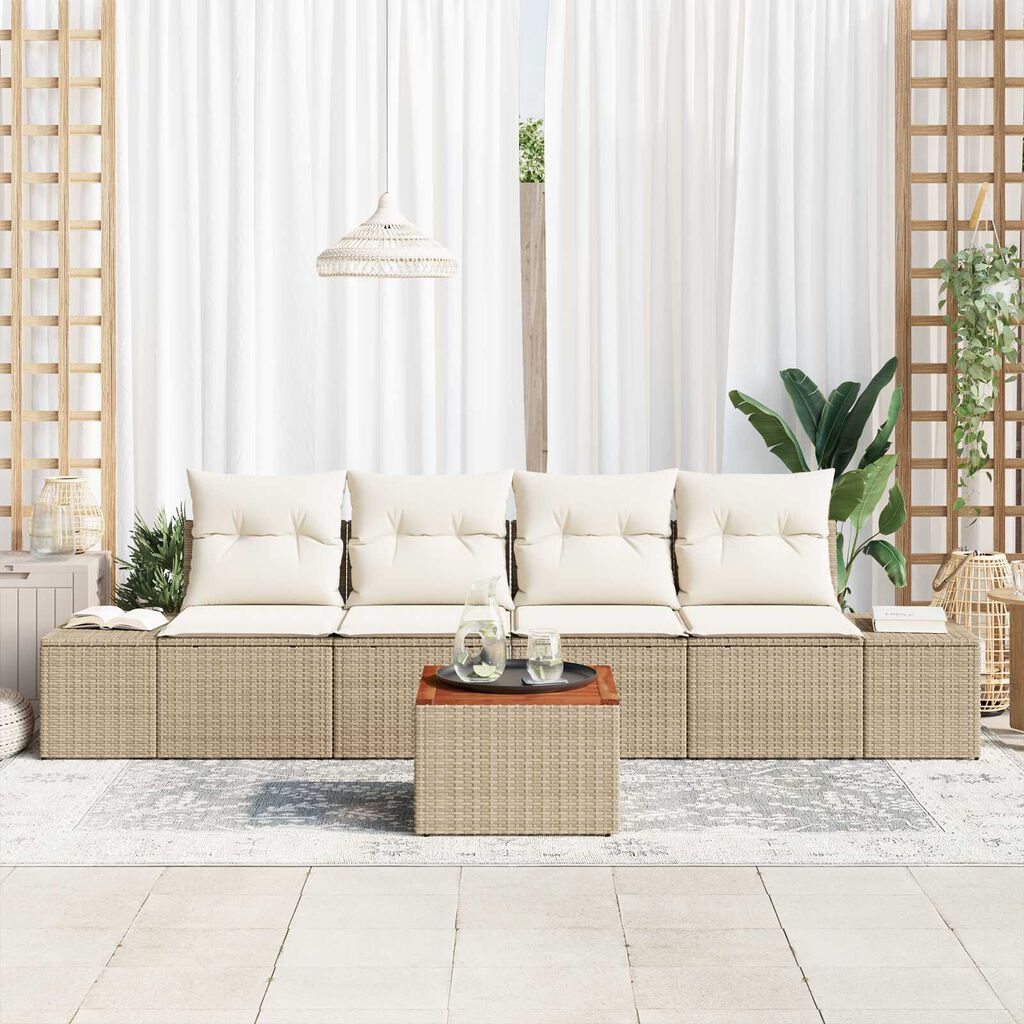 vidaXL Σετ Καναπέ Κήπου 5 pcs Μπεζ και λευκό