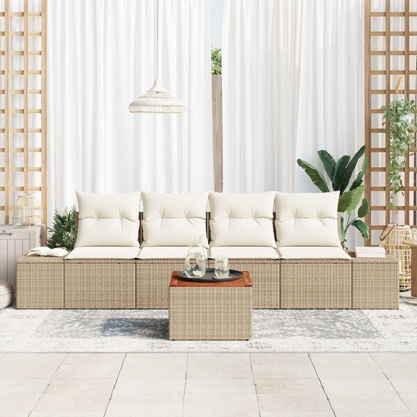 vidaXL Σετ Καναπέ Κήπου 5 pcs Μπεζ και λευκό