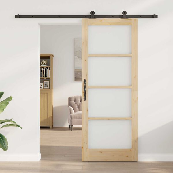 vidaXL Συρόμενη Πόρτα ORKDAL Καφέ 83 x 211 εκ. Ξύλο και μέταλλο